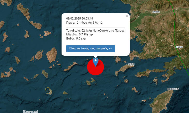 Santorini Patmos Seismos 5.7R 090225